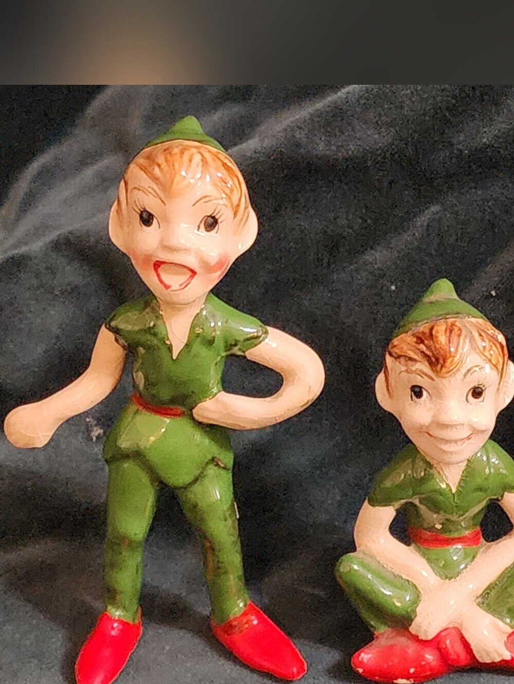 Pair of Kreiss Pixie Elf Christmas Ceramic Figurine 1955 MCM Vintage Decor Fairy